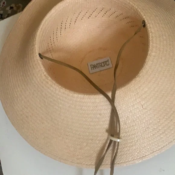 PANTROPIC BEIGE PANAMA SUMMER STRAW SUN HAT NEW WIDE BRIM SOUTHWEST FEDORA